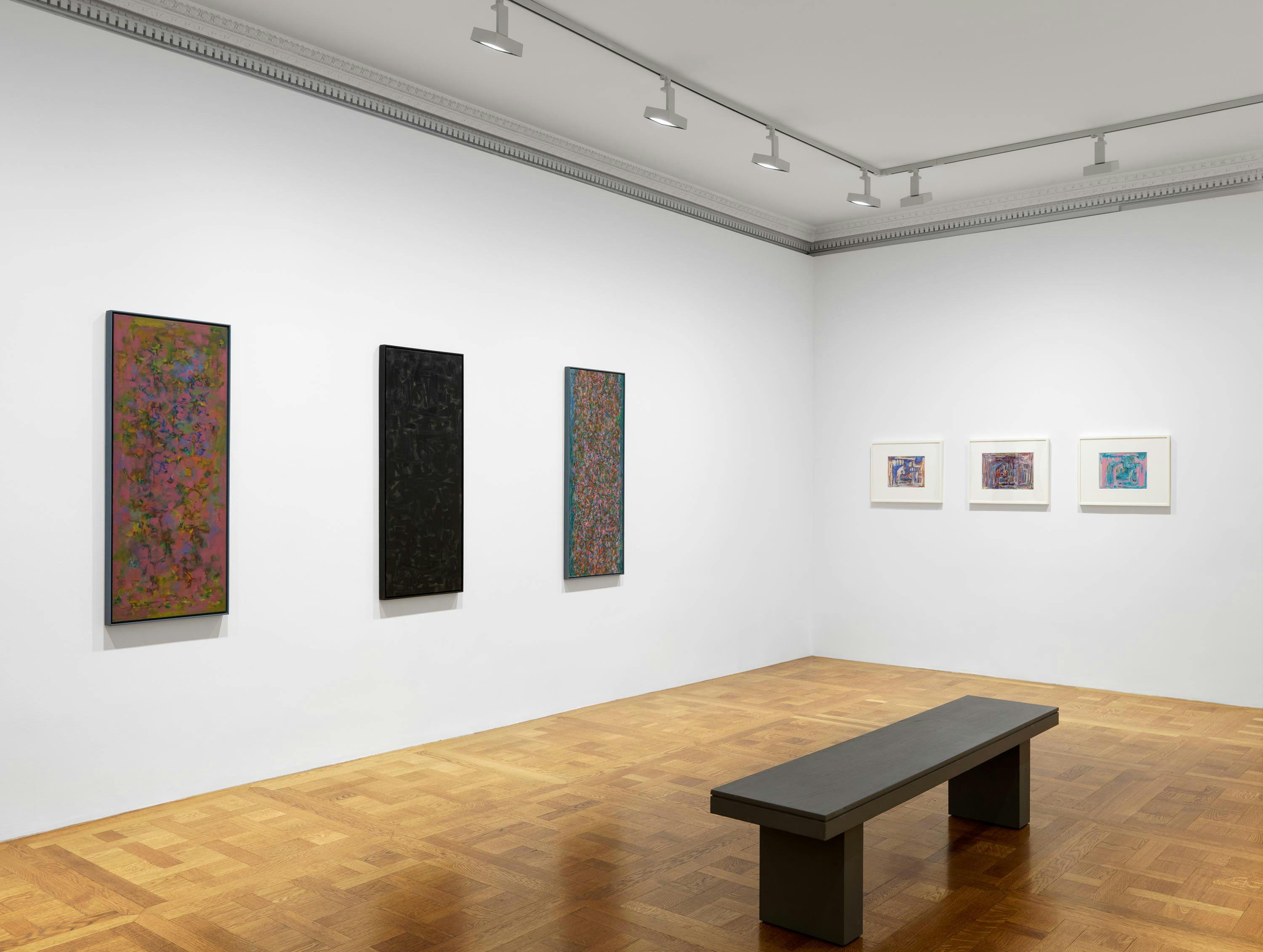 An installation view of the exhibition, Ad Reinhardt, at David Zwirner in New York, dated 2023.